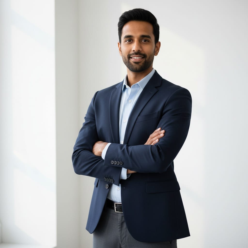 slim indian man standing arms crossed power 51722530