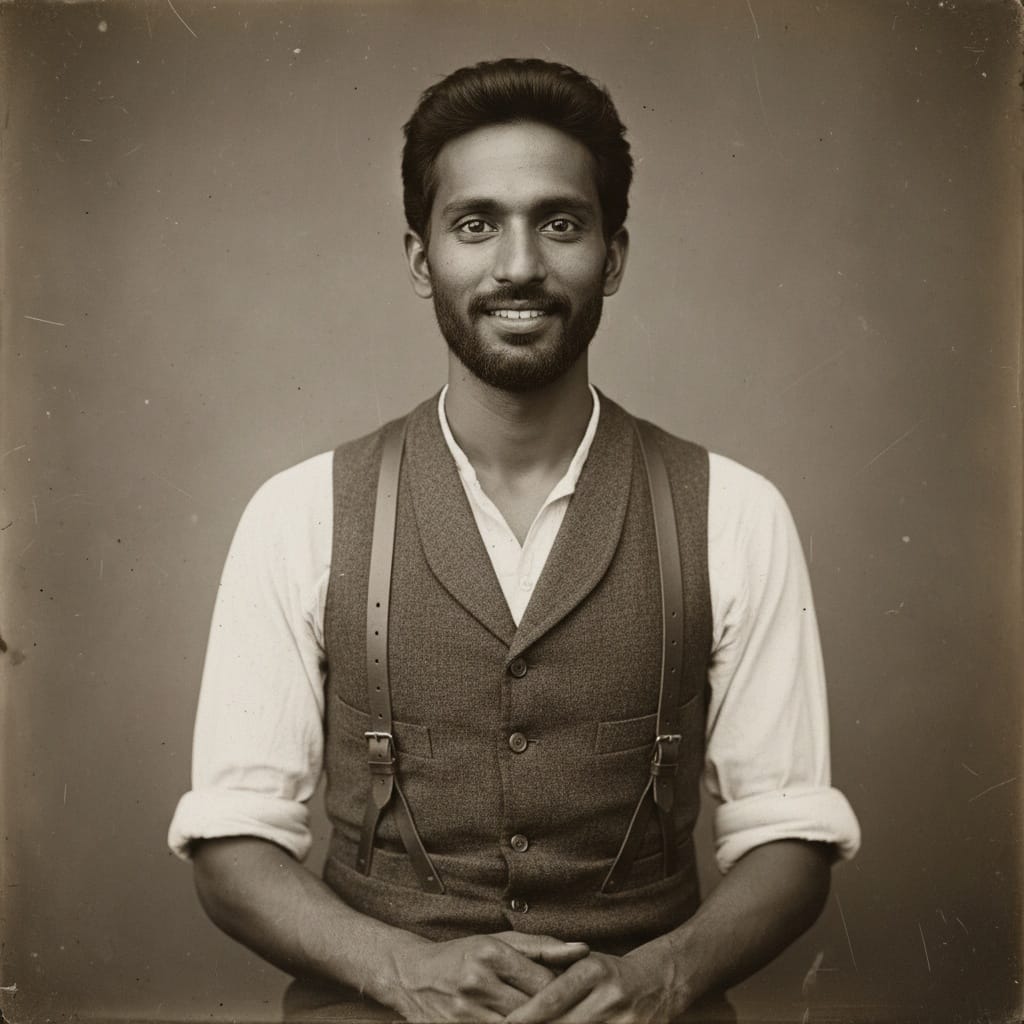 slim indian man tintype working portrait 20654183