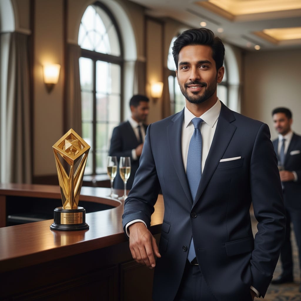 slim indian man trophy table display 17317490