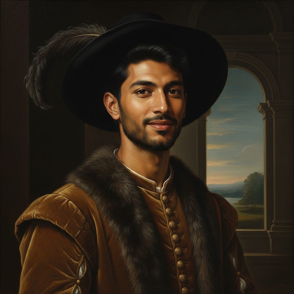 slim indian man wealthy merchant portrait 92729692