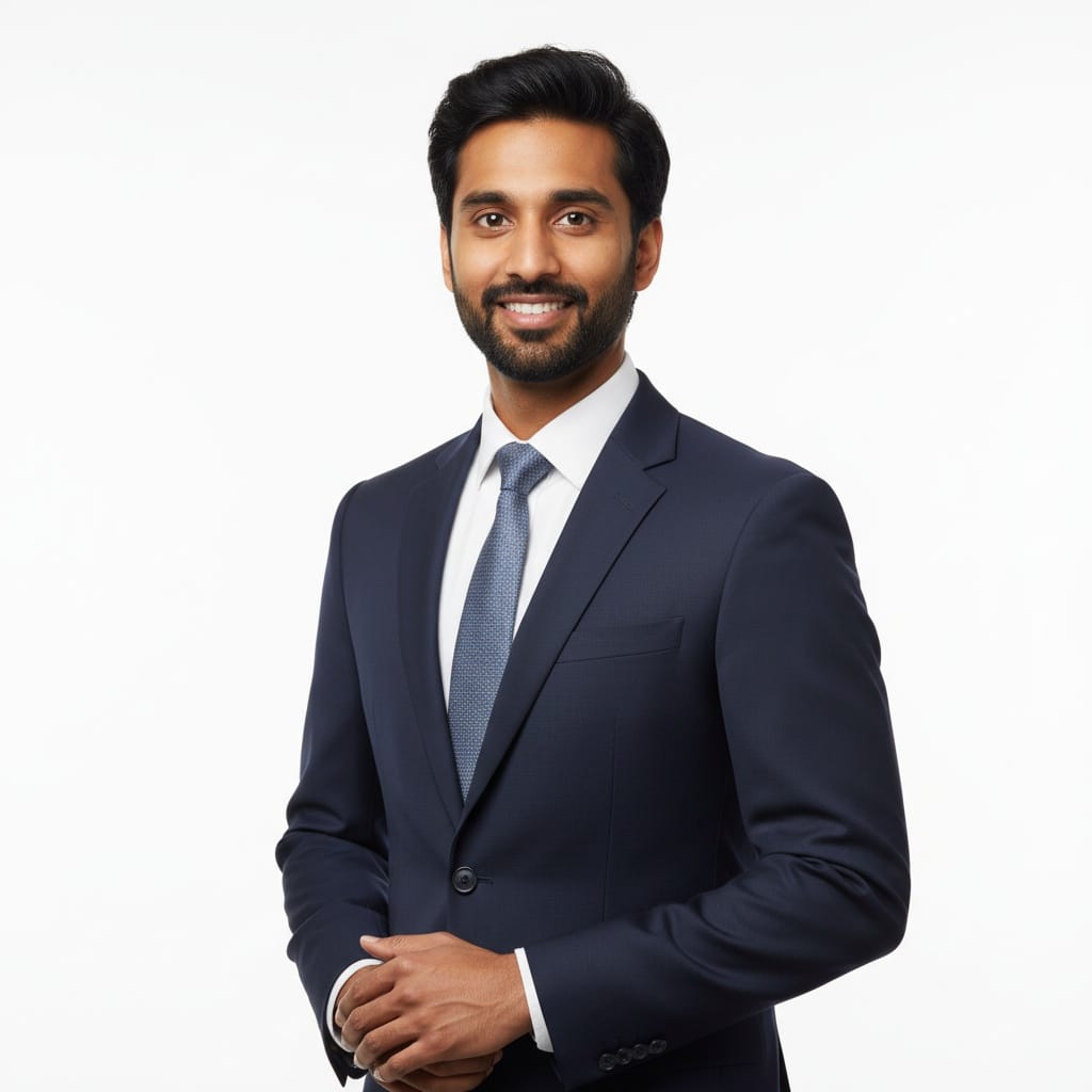slim indian man white background clean 63429339