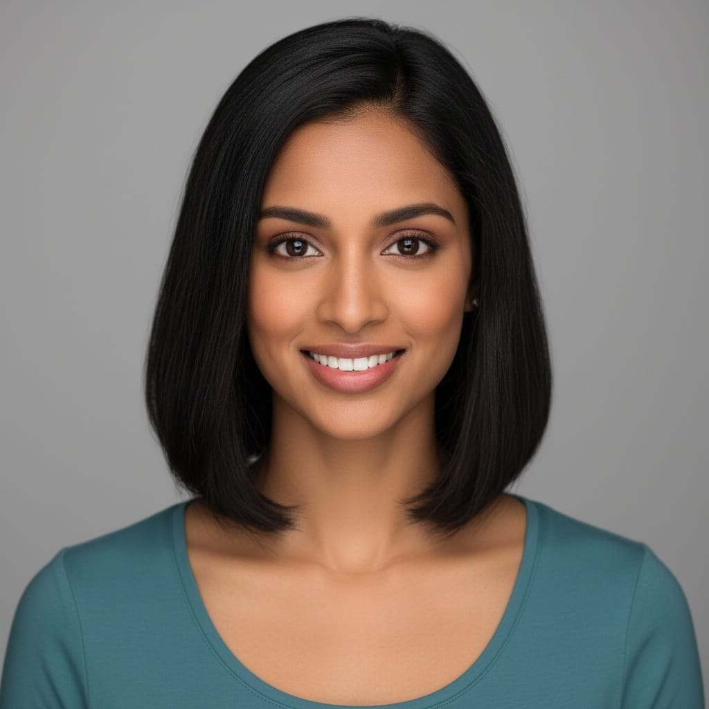 slim indian woman classic theatrical headshot 55199704