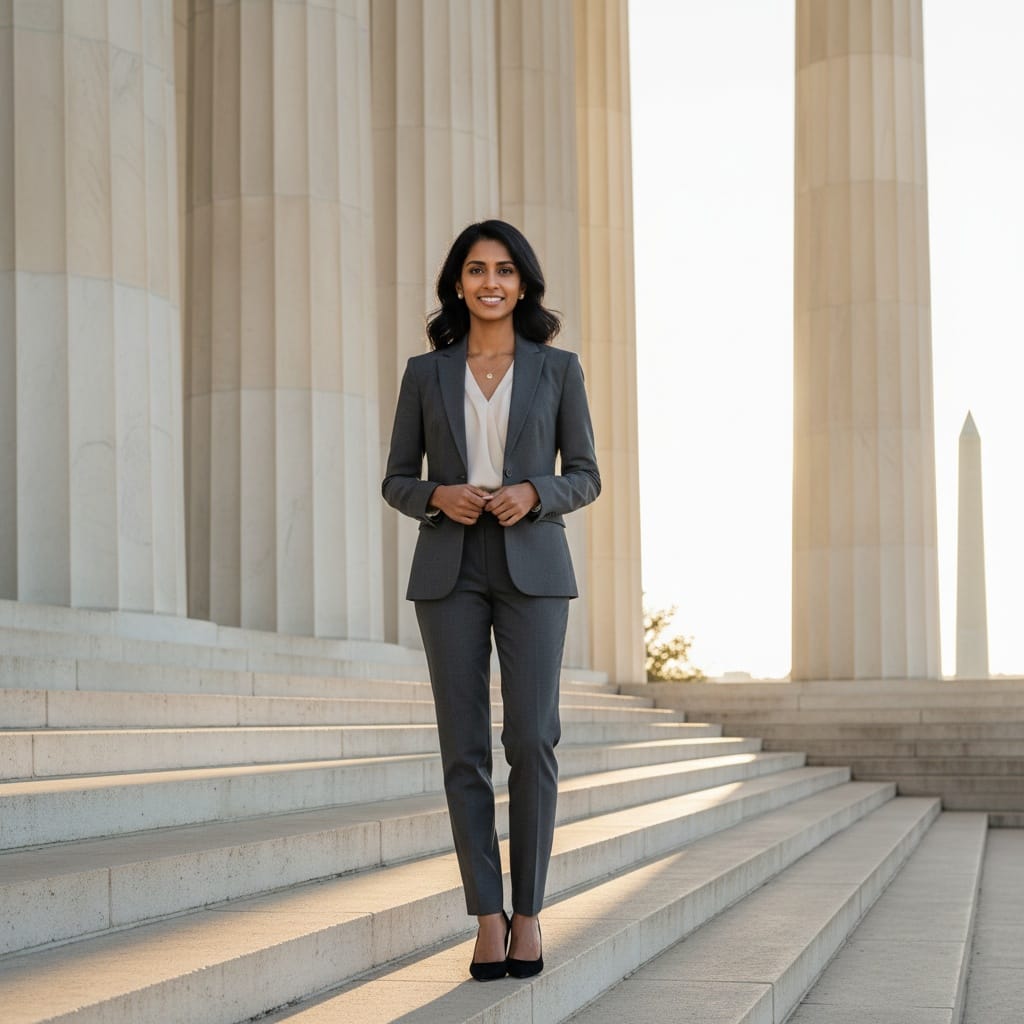 slim indian woman lincoln memorial steps 32510536