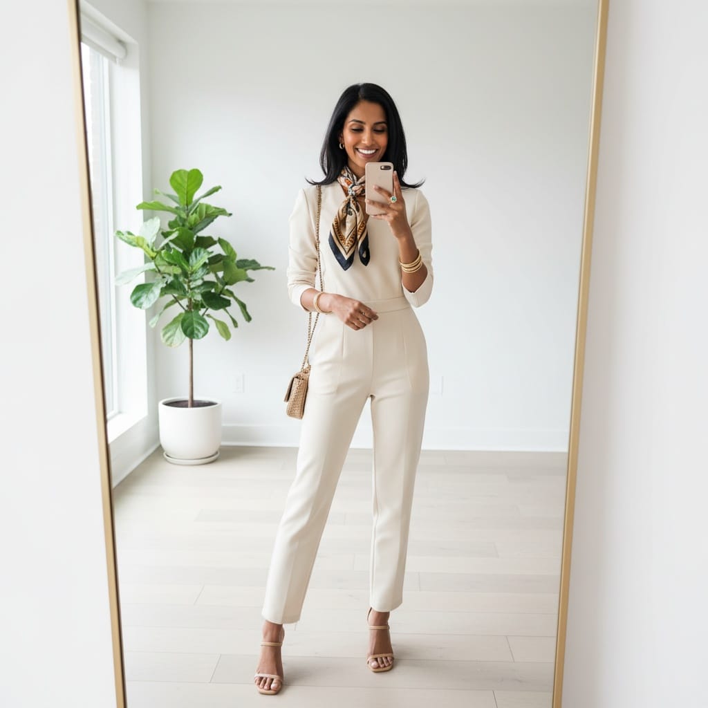 slim indian woman mirror selfie outfit check 26985465