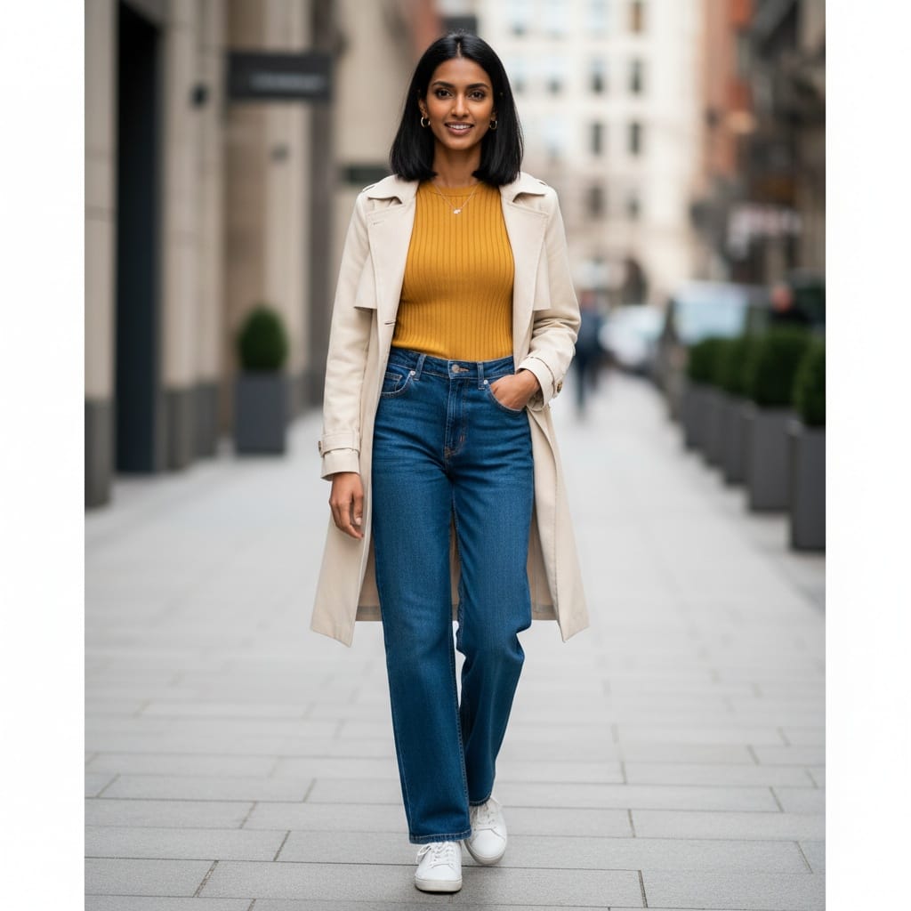 slim indian woman urban street confident 17672709