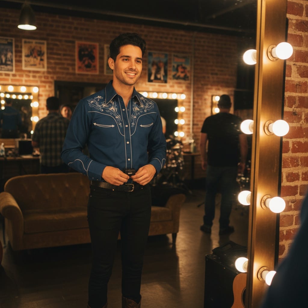 slim latino man backstage green room 51077163
