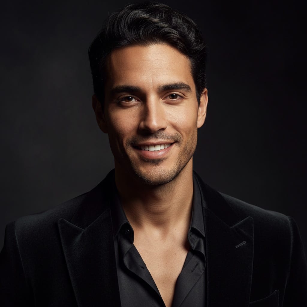 slim latino man dramatic low key portrait 10345642