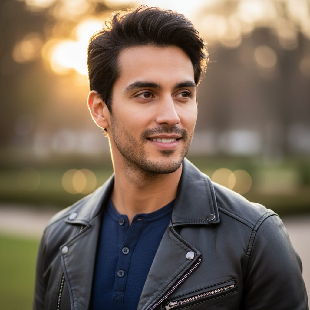 slim latino man golden hour outdoor portrait 23983806