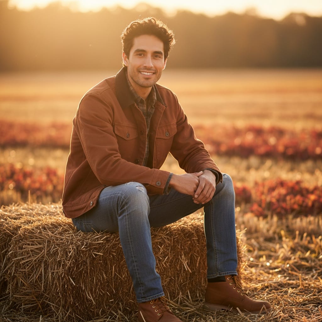 slim latino man haystack golden hour 63530185