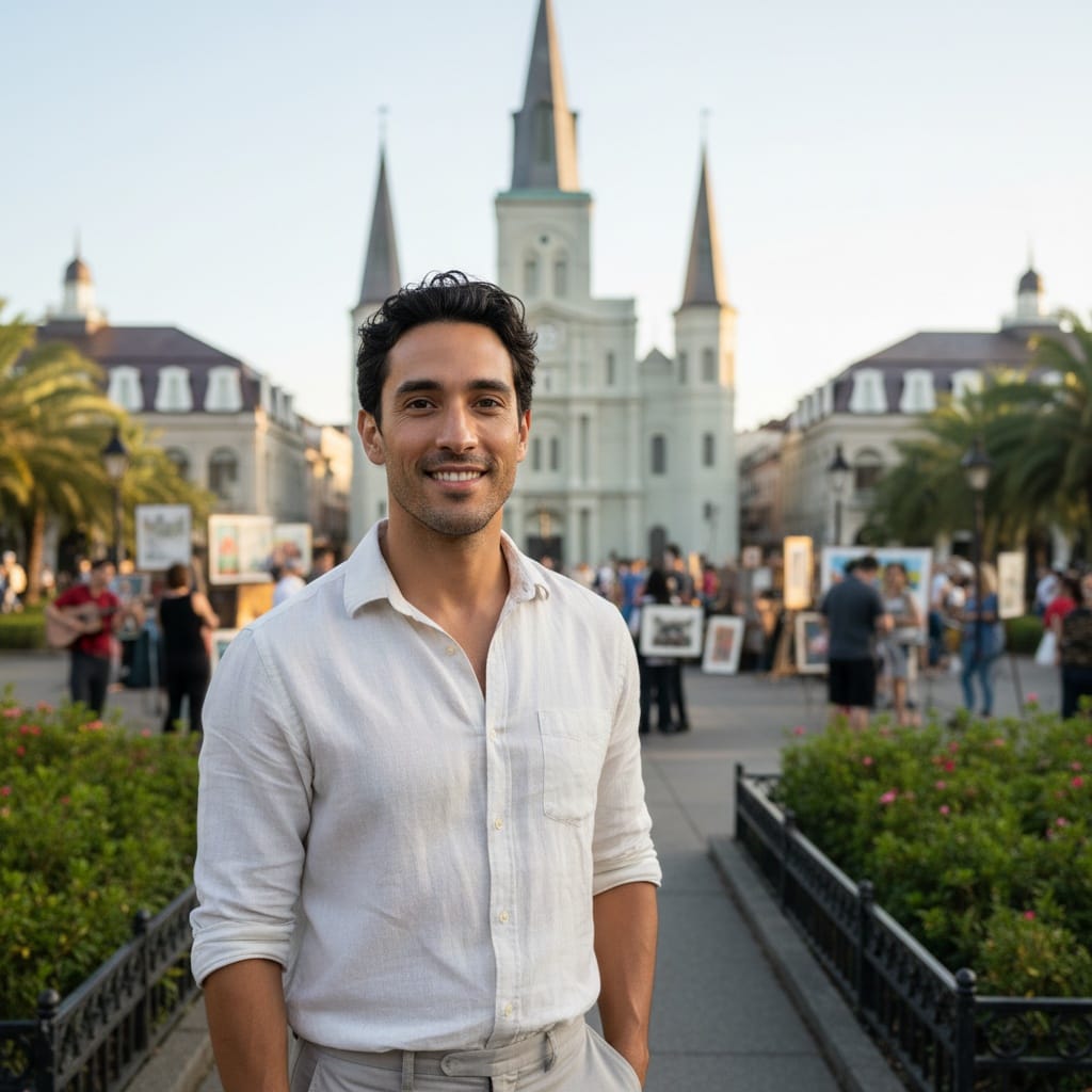 slim latino man jackson square daytime 71107557