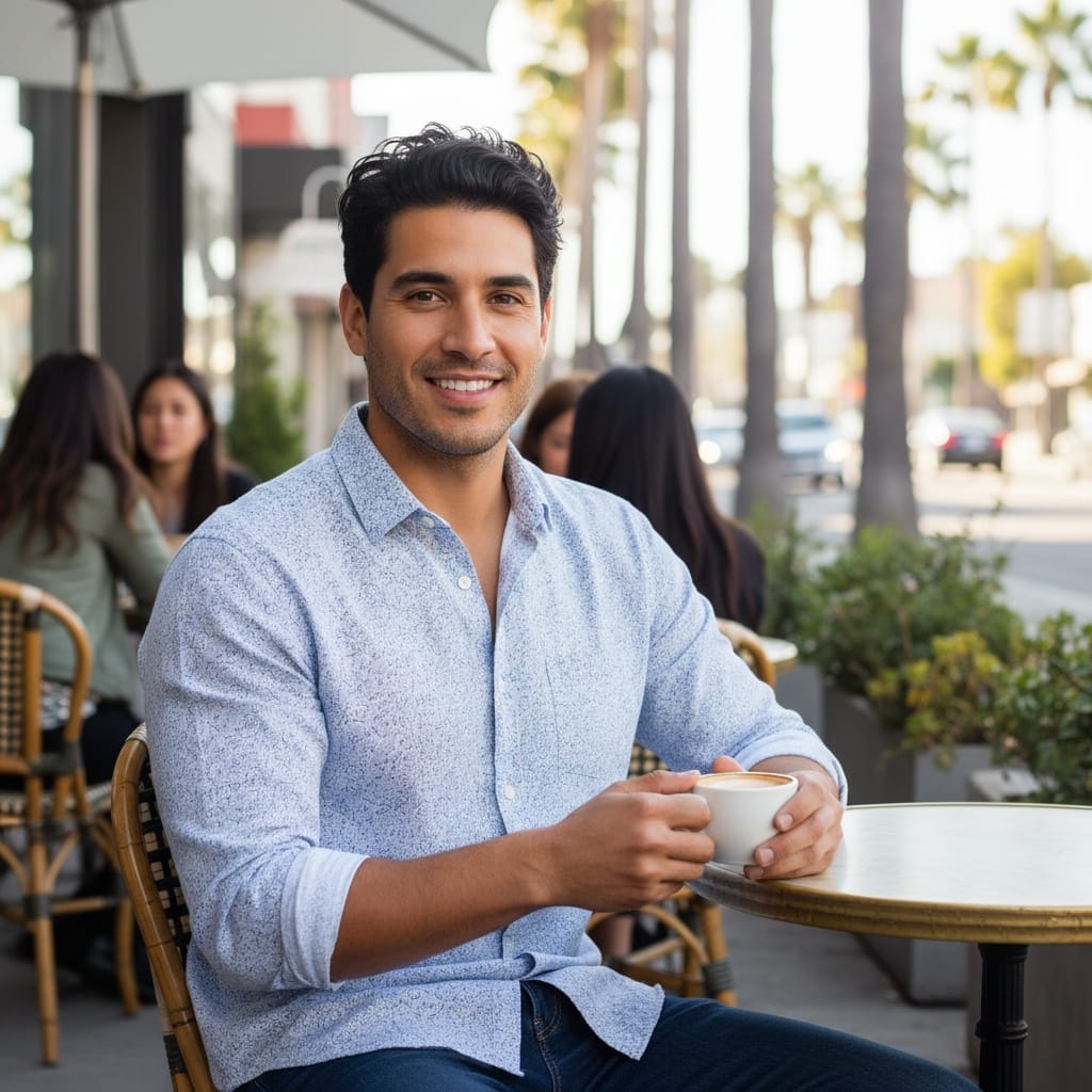 slim latino man la cafe outdoor lifestyle 10639591