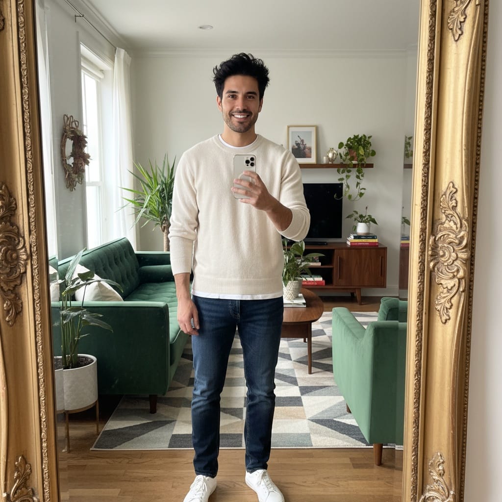 slim latino man mirror selfie styled 87851911