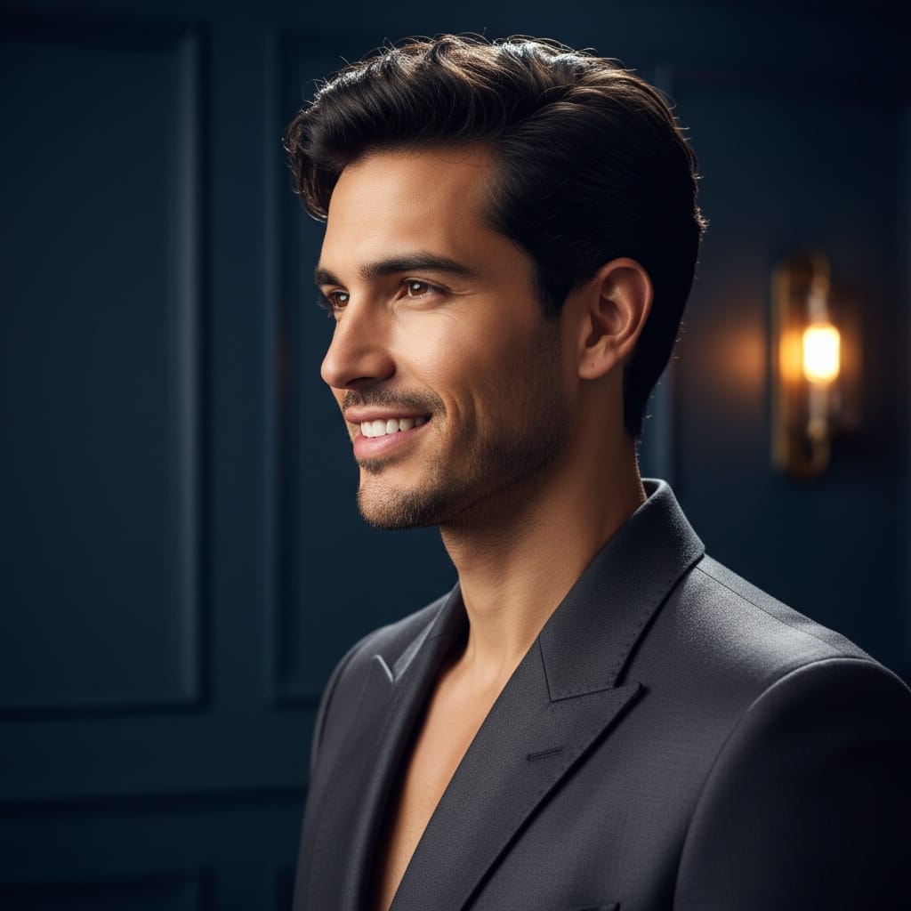 slim latino man profile silhouette dramatic 77908548