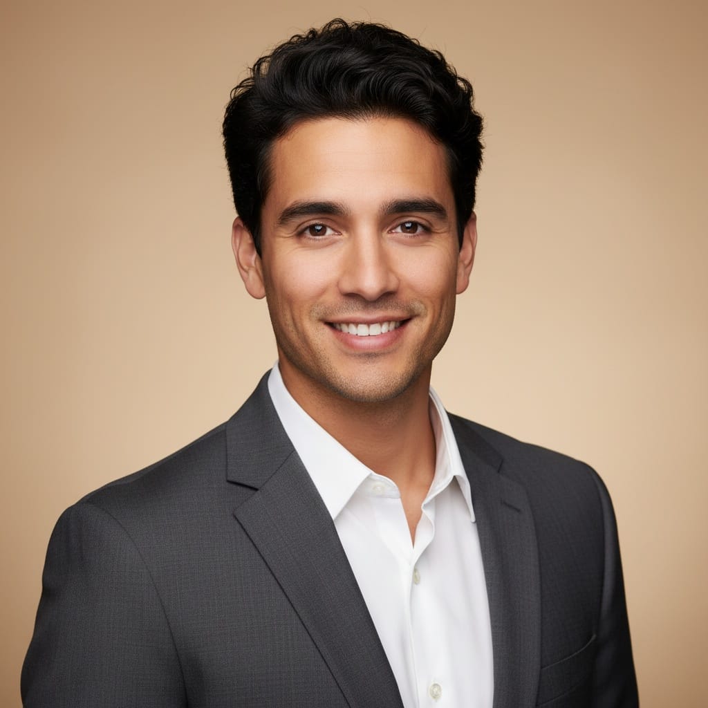 slim latino man speaking professional setup 62235737