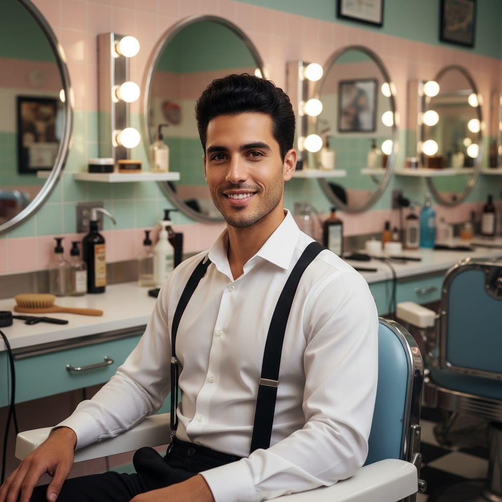 slim latino man vintage beauty salon 20468000