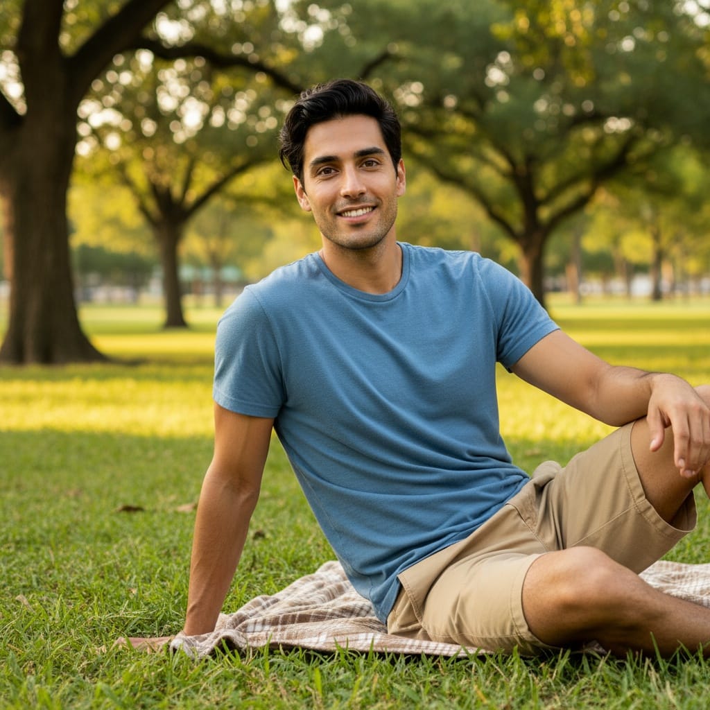 slim latino man zilker park relaxing 27559291