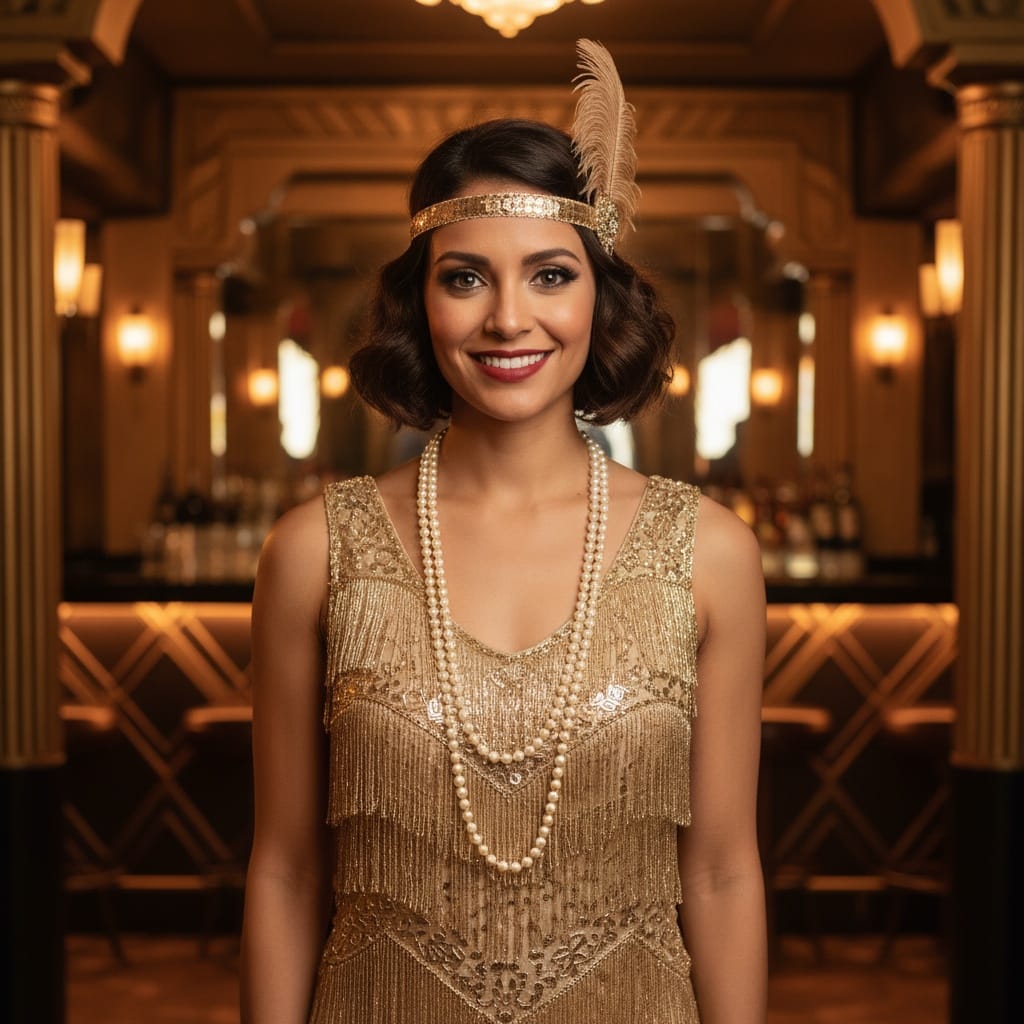 slim latino woman art deco nightclub portrait 39952008