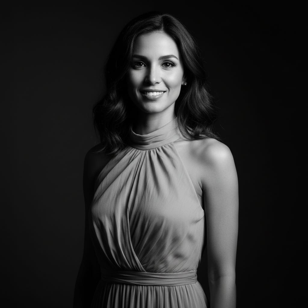 slim latino woman black white dramatic portrait 85365950