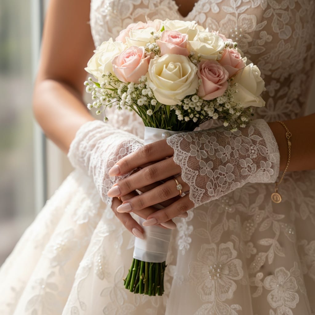 slim latino woman close up hands bouquet 17924799