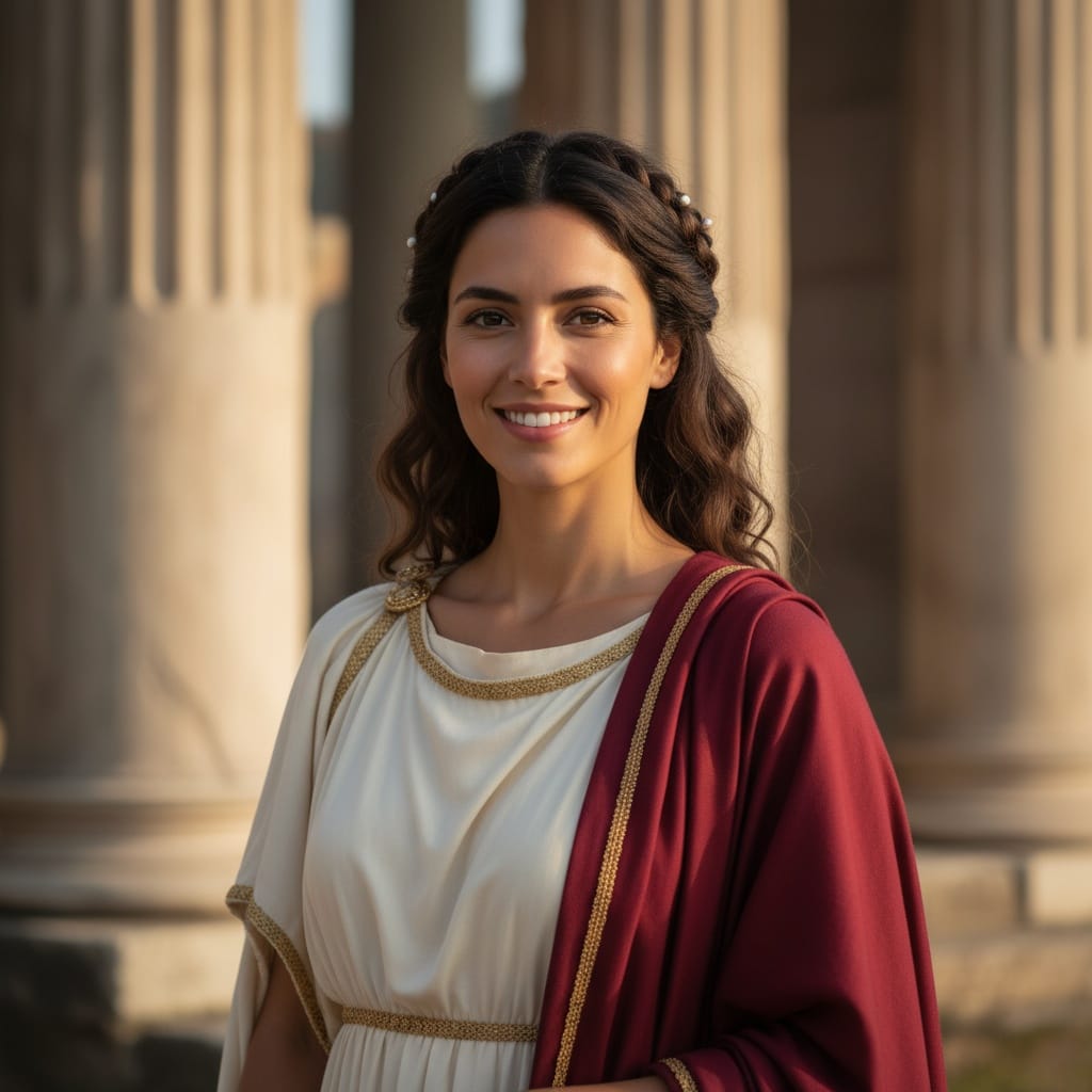 slim latino woman roman senator toga portrait 51509447