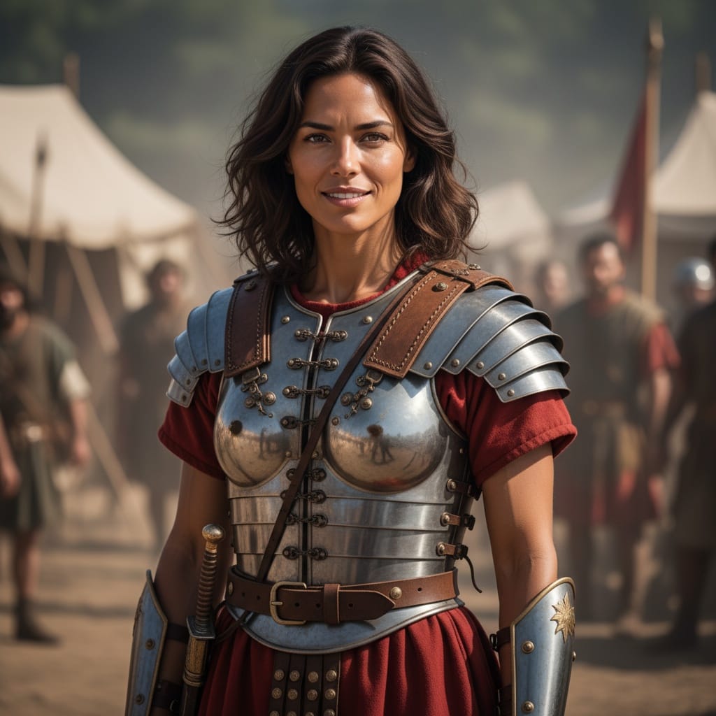 slim latino woman roman soldier legion 54128616
