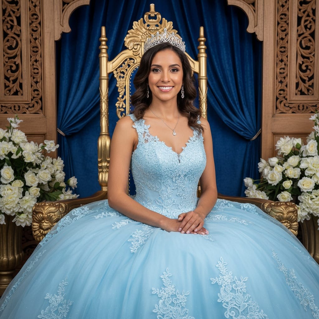 slim latino woman sitting throne chair portrait 20321302