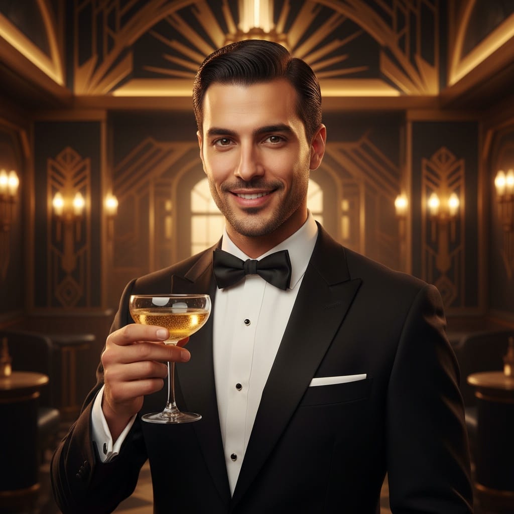 slim middle_eastern man art deco nightclub portrait 50201935