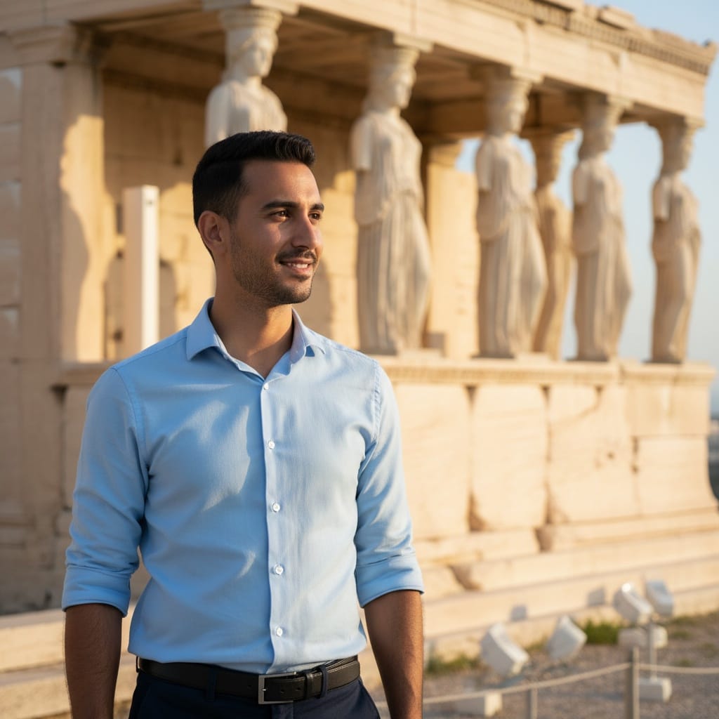 slim middle_eastern man caryatid porch erechtheion 52893807