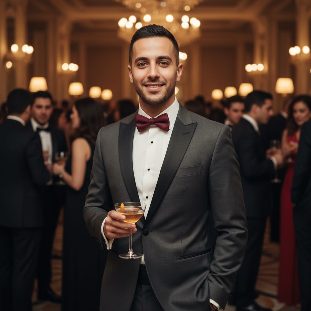 slim middle_eastern man cocktail hour mingling 67051620