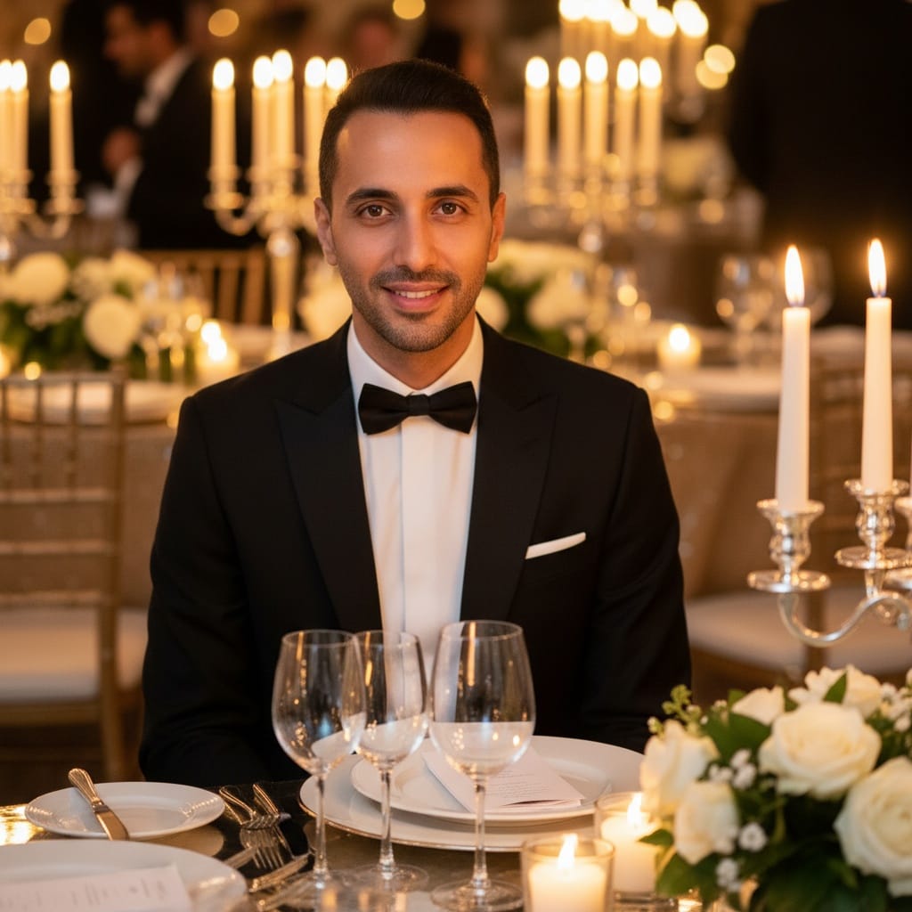 slim middle_eastern man formal dinner table 22313706