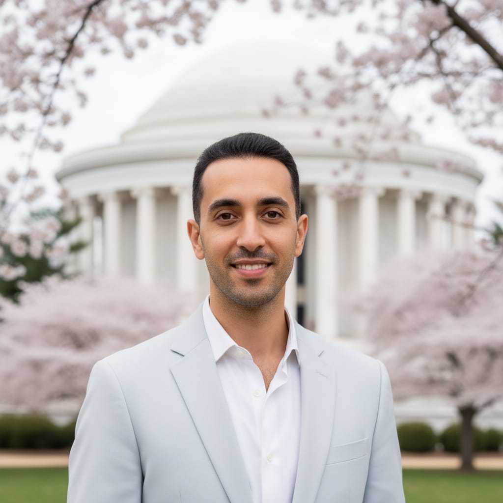 slim middle_eastern man jefferson memorial portrait 93295170