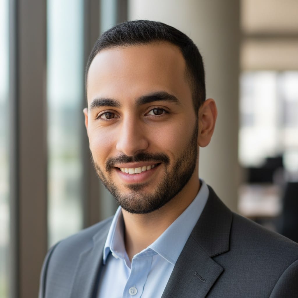 slim middle_eastern man modern office window light 14785278