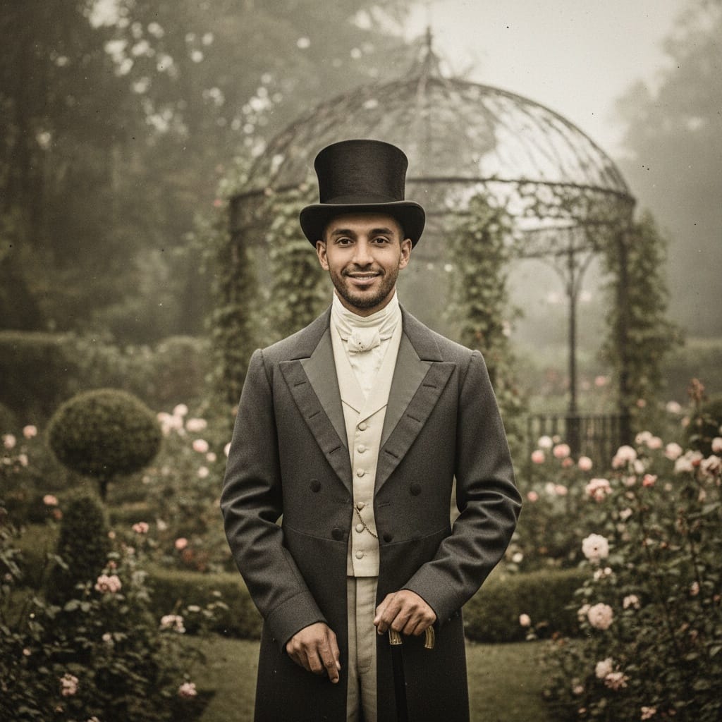slim middle_eastern man outdoor garden portrait 63145611