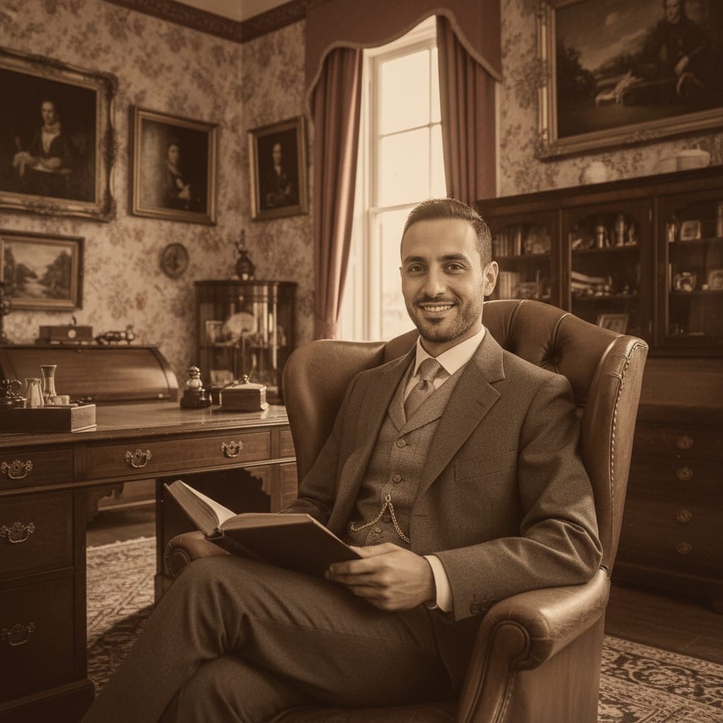 slim middle_eastern man parlor room setting 39073744