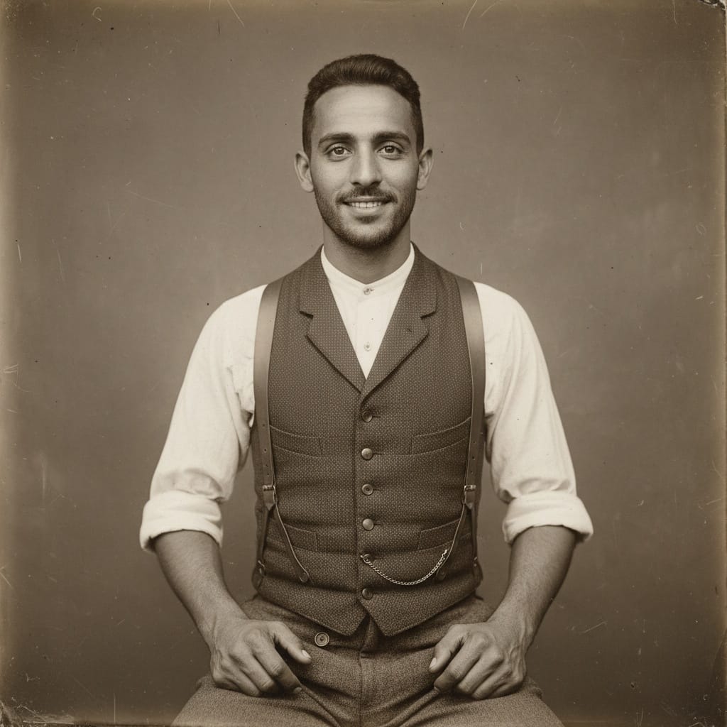 slim middle_eastern man tintype working portrait 24331615