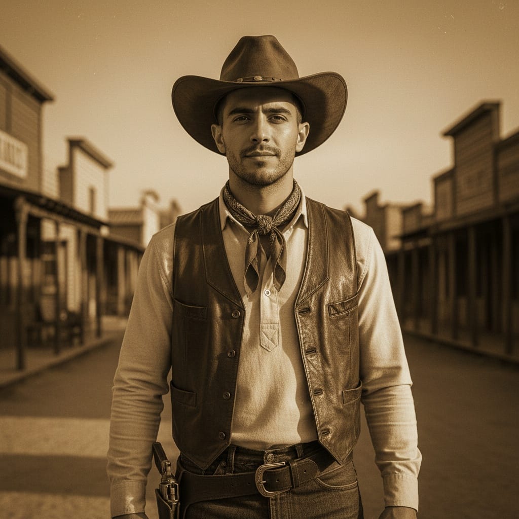 slim middle_eastern man western cowboy hero 27527504
