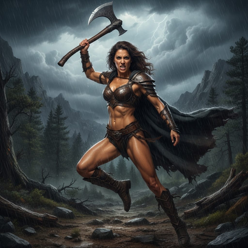 slim middle_eastern woman barbarian warrior action 31859790