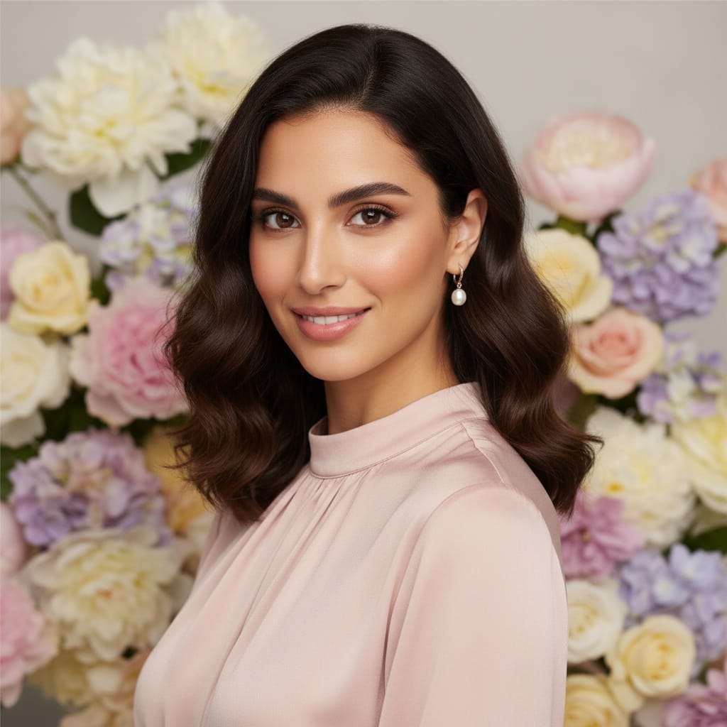 slim middle_eastern woman elegant portrait flowers 20620009