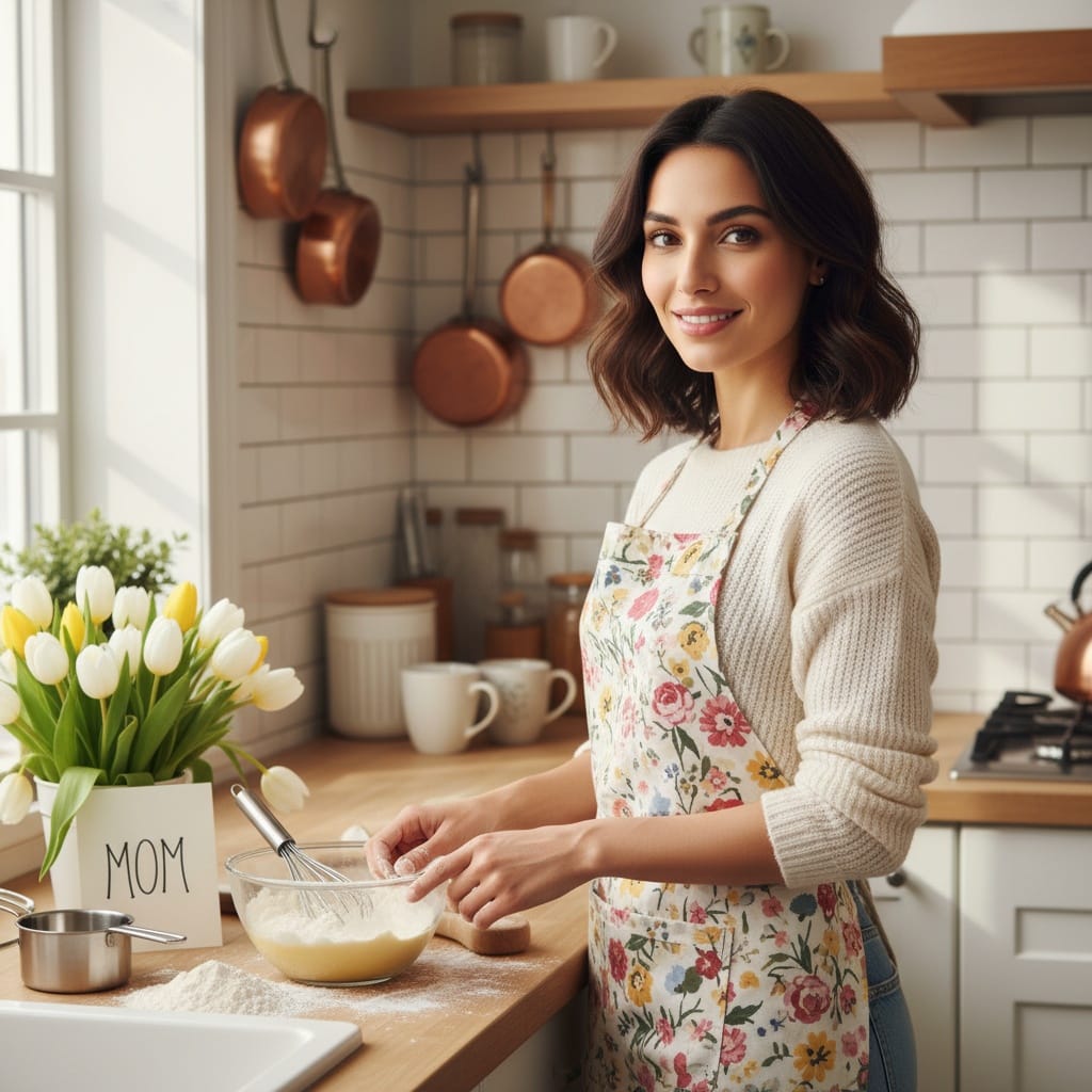 slim middle_eastern woman kitchen baking scene 73035837