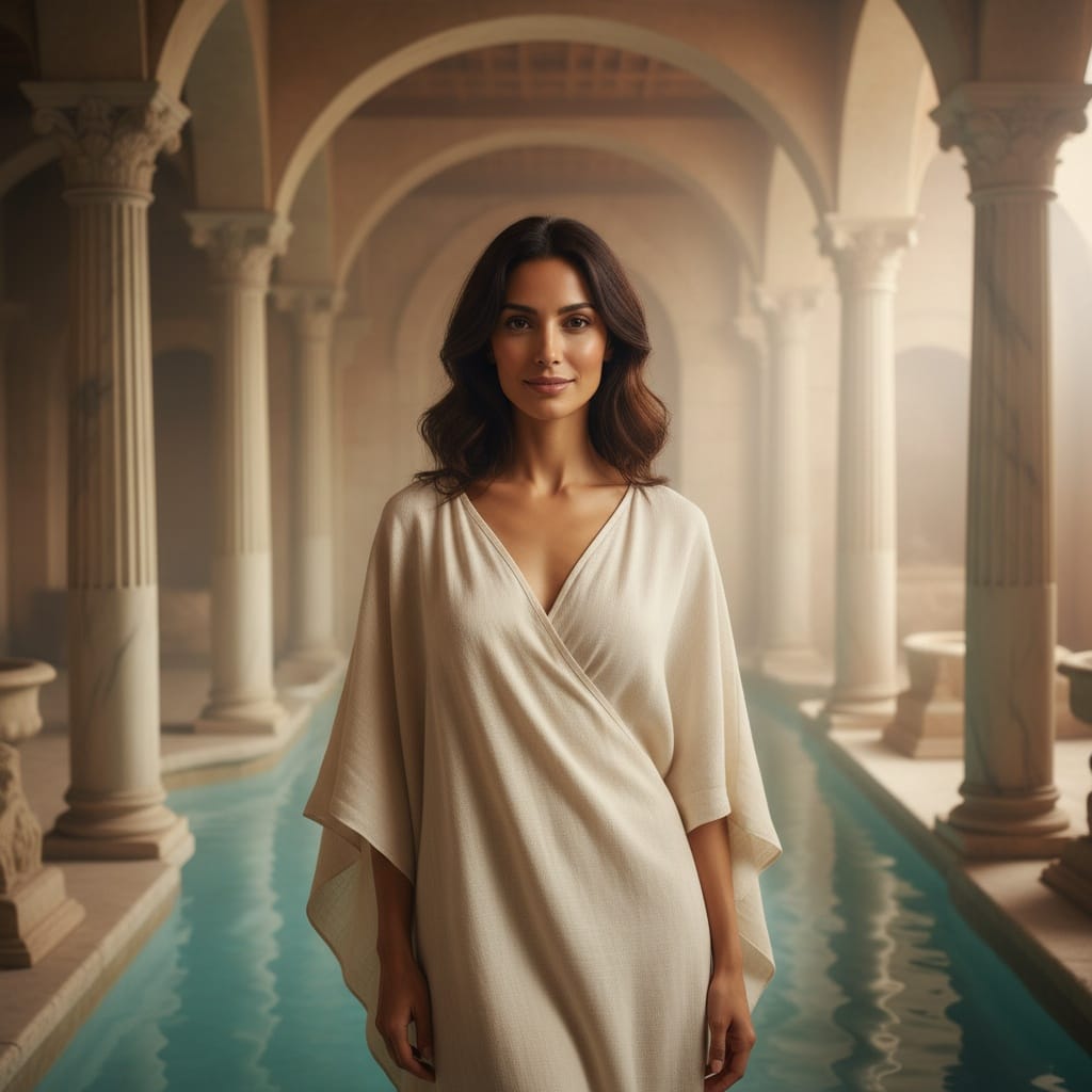 slim middle_eastern woman roman bath house 55225252