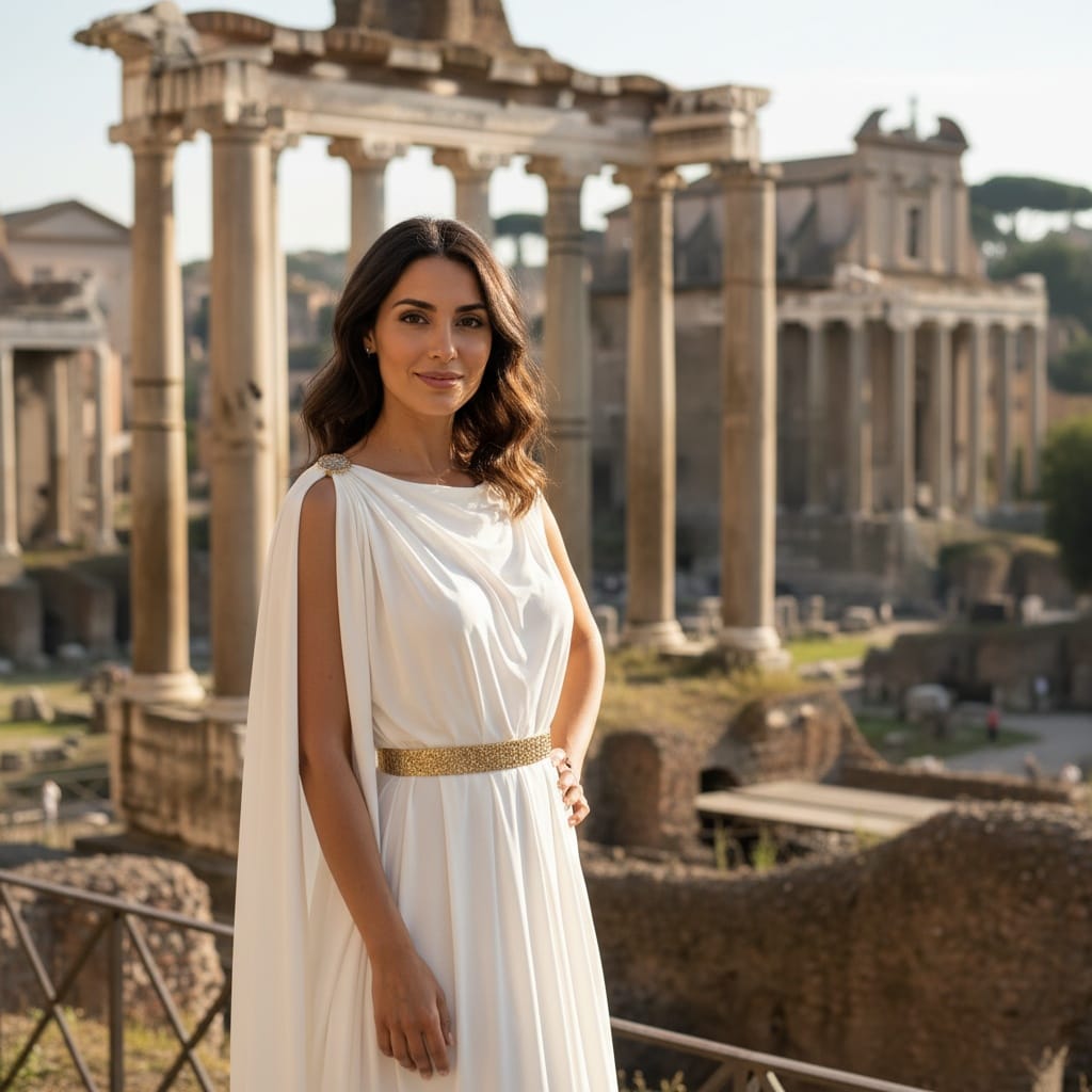 slim middle_eastern woman roman forum ruins 88814295