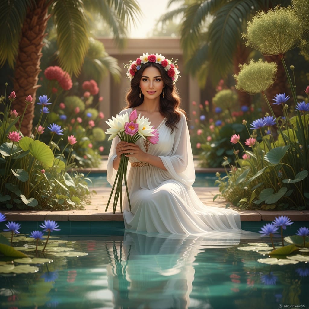 slim middle_eastern woman royal garden leisure 63825424