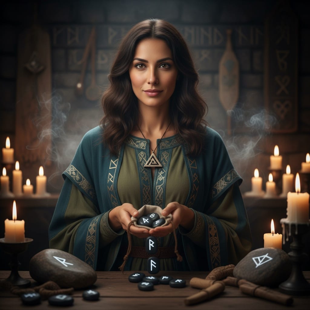 slim middle_eastern woman runes mystic ritual 79258269