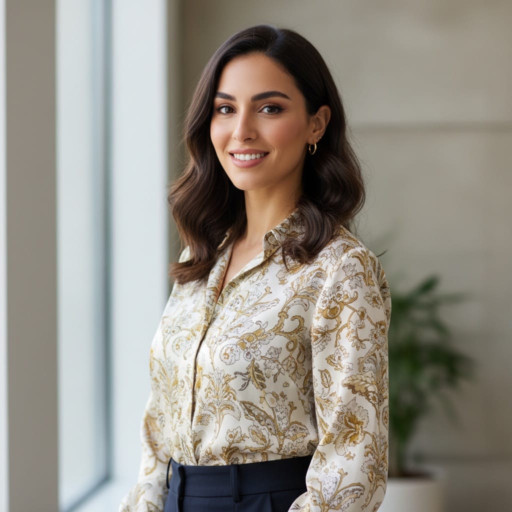 slim middle_eastern woman smart casual portrait 73281869