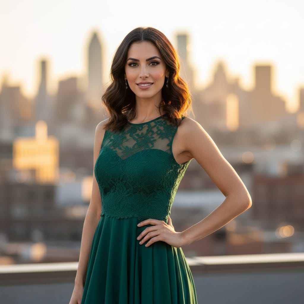 slim middle_eastern woman urban rooftop sunset 12472300