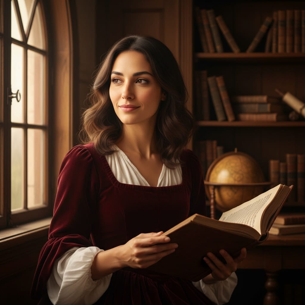 slim middle_eastern woman window light with book 15640112