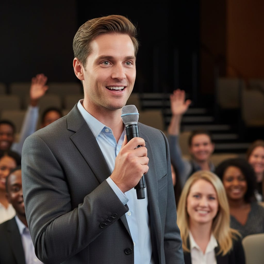 slim white man audience engagement qa 68726844