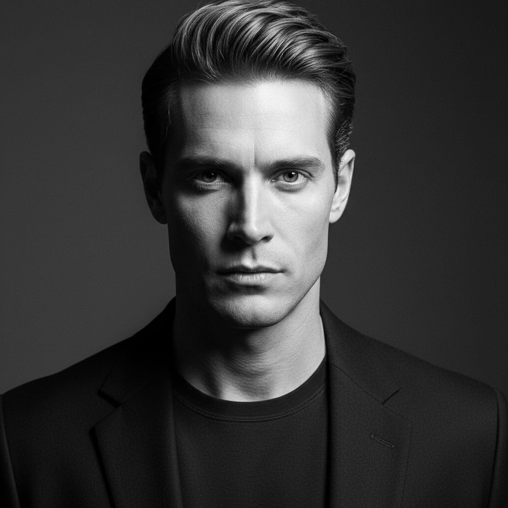 slim white man black white dramatic portrait 28448691