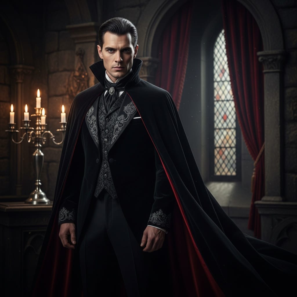 slim white man classic vampire portrait 71174018