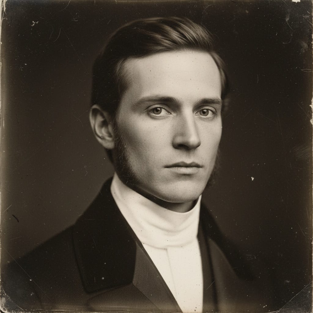 slim white man daguerreotype close up 42106078